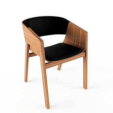 Modern Wood and Leather Chair 3D model image 1 