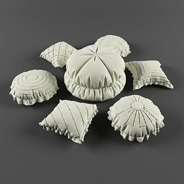 Cozy Comfort: Poof & Pillows 3D model image 1 