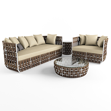 Skyline Strips Sofa Chair Tables 3D model image 1 