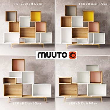 Modifiable Muuto Stacked Mobile Shelves & Drawers 3D model image 1 