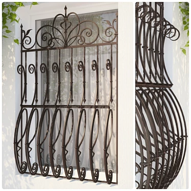 Customized Wrought Iron Window Grille 3D model image 1 