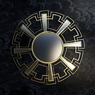 Elegant Gold-White Metal Mirror 3D model image 1 