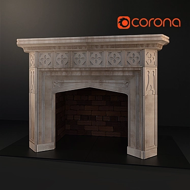 English Gothic stone fireplace