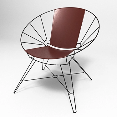 Sculpted Metal Leather Bowl Chair 3D model image 1 