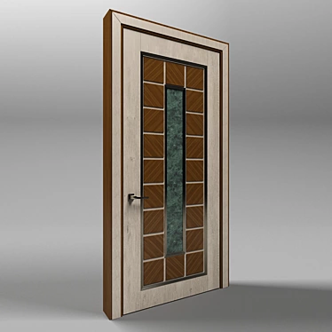 Sophisticated Brown Wood and Green Marble Door 3D model image 1 