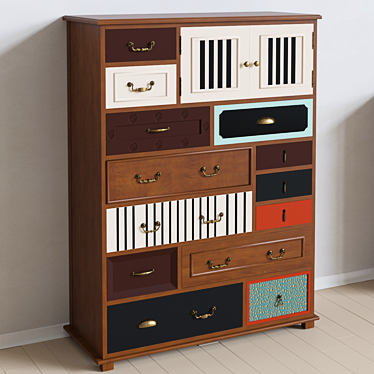 Vintage-inspired Gouache Birch Chest 3D model image 1 