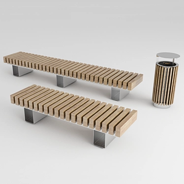 MAF Market Bench & Urn Set 3D model image 1 