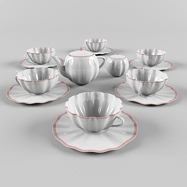 Elegant Tea Set 3D model image 1 