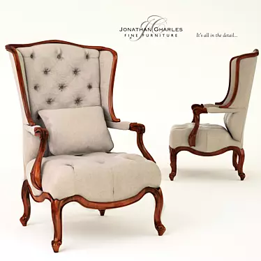 Elegant Wing-Back Chair 3D model image 1 