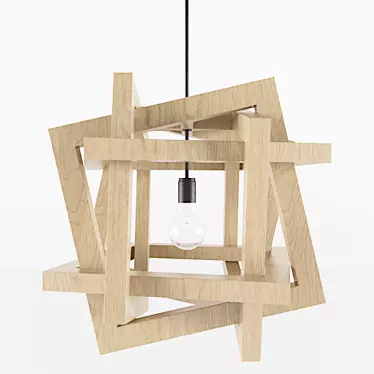 Rustic Wooden Chandelier 3D model image 1 