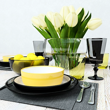 Tulip Bouquet Table Setting 3D model image 1 