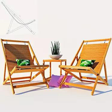 Title: Luxury Reclining Deck Chair 3D model image 1 