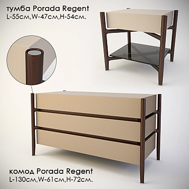 Regent Dresser Drawers by Porada 3D model image 1 