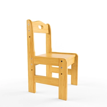 Adjustable Solid Wood Children's Chair 3D model image 1 