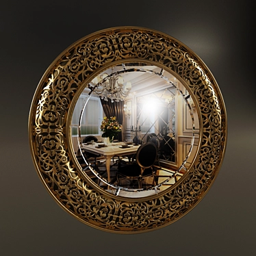 Golden Round Classic Mirror 3D model image 1 