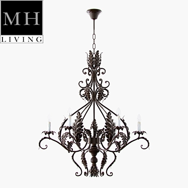 New Renaissance Chandelier - Black Metal, 6 Lights, 68x68x78cm 3D model image 1 