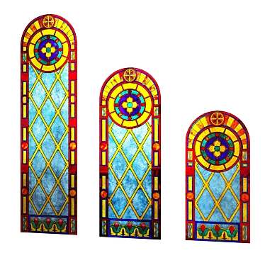 Archway Stained Glass Window – Multiple Sizes 3D model image 1 
