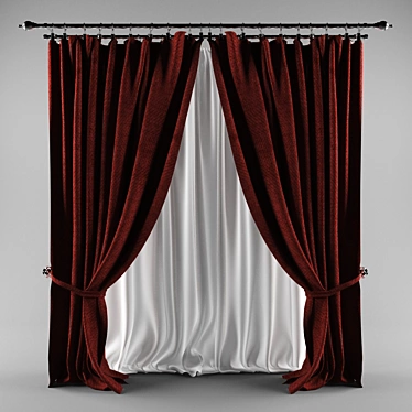 Cashmere Curtain: Aladdin Rod + 4 Color Textures 3D model image 1 