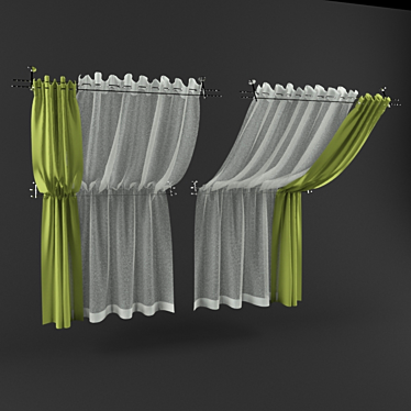 Attic 30° Curtains: Sleek & Stylish 3D model image 1 