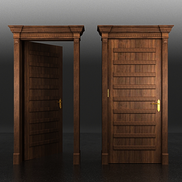 Beech Wood Door - Natural Elegance 3D model image 1 
