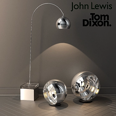 Stylish Floor Lamps by Jown Lewis & Tom Dixon 3D model image 1 