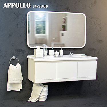 Modern Sink and Mirror Combo UV-3866 by APPOLLO 3D model image 1 