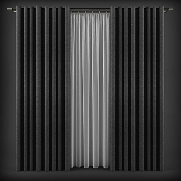 Modern Grommet Curtains 3D model image 1 