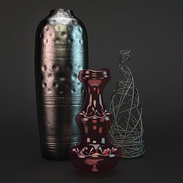 Elegant Vase Set 3D model image 1 