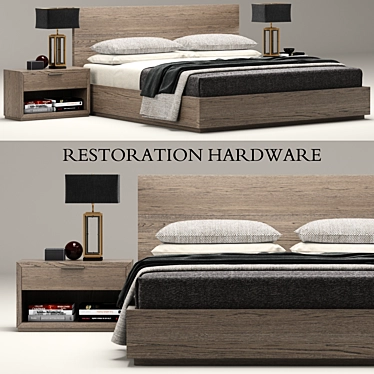 Sleek RH Modern Machinto Bed 3D model image 1 