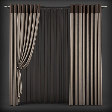 Modern Grommet Curtains 3D model image 1 