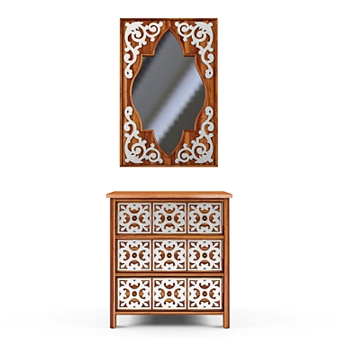 Exquisite Eastern Style Tanger Mirror and Dresser 3D model image 1 