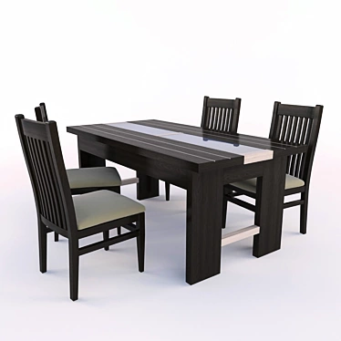 Elegant Dining Set: Table & Chairs 3D model image 1 