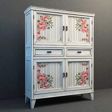 Floral Elegance Designer Wardrobe 3D model image 1 