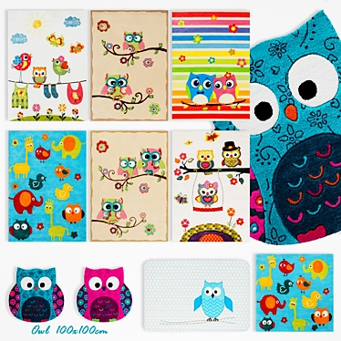 Whimsical Owl Children's Carpets 3D model image 1 