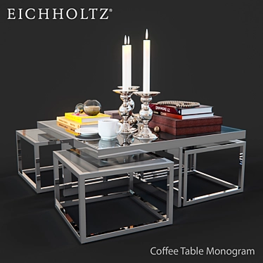 Sleek Stainless Coffee Table 3D model image 1 