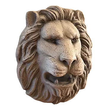 Majestic Lion Head Sculpture 3D model image 1 