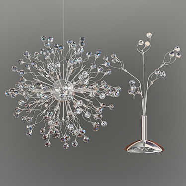 Sparkling Crystal Chandelier & Table Lamp 3D model image 1 