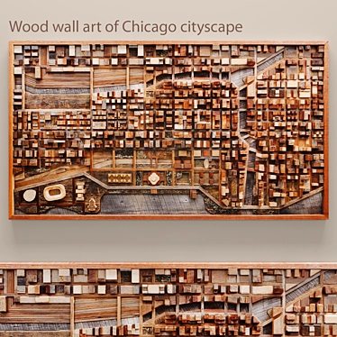 Chicago Cityscape Wood Wall Art 3D model image 1 