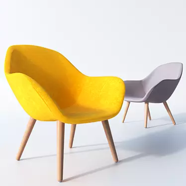 Modern Armchair HAY - Velvet Yellow & Fabric Beige 3D model image 1 