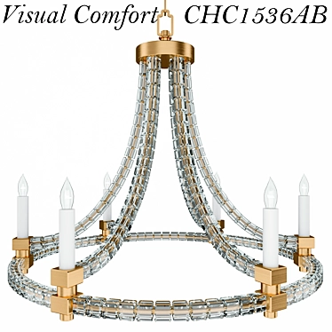 Crystal Cube Round Flatline Chandelier 3D model image 1 