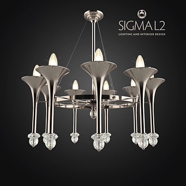 Chromed Bronze Crystal Chandelier 3D model image 1 