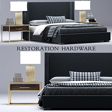 Restoration Hardware Modern Upholstered Platform Bed 3D model image 1 