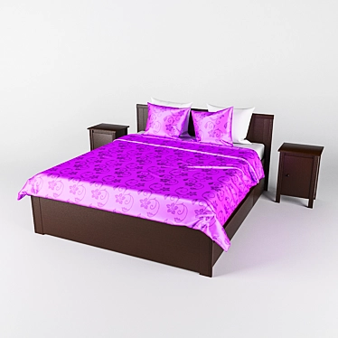 Modern Bed with Side Tables - IKEA BRUSALI 3D model image 1 