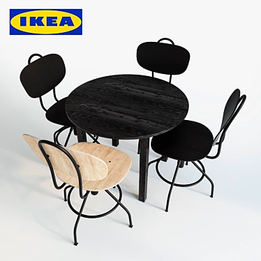 Ikea Bjursnas Table & Kullaberg Chair Set 3D model image 1 