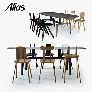 Elegant Alias Tabu Chairs and Stabiles Oval Table Set 3D model image 1 