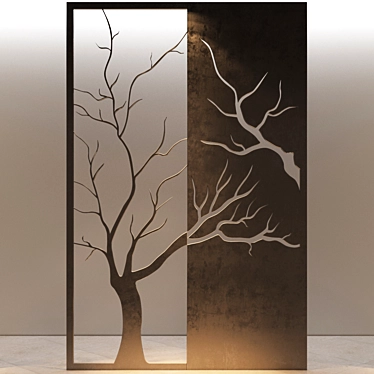 Elegant Laser Cut Decor Screen 3D model image 1 