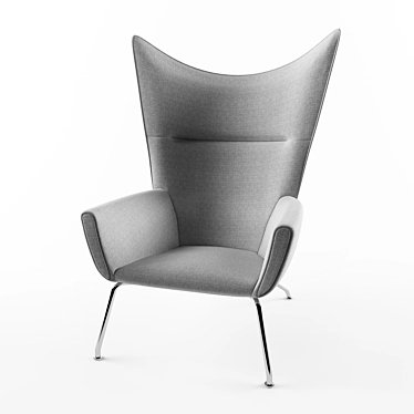 Limited Edition Wegner Wing Chair & Stool 3D model image 1 