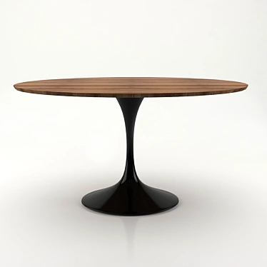 Elegant Tulip Table: American Walnut Top, Aluminum Legs 3D model image 1 