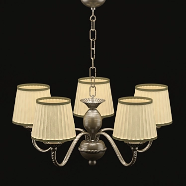 Golden Metal Pendant Chandelier 3D model image 1 