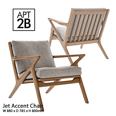 Sleek Jet Accent Chair: Modern Design and Comfort 3D model image 1 